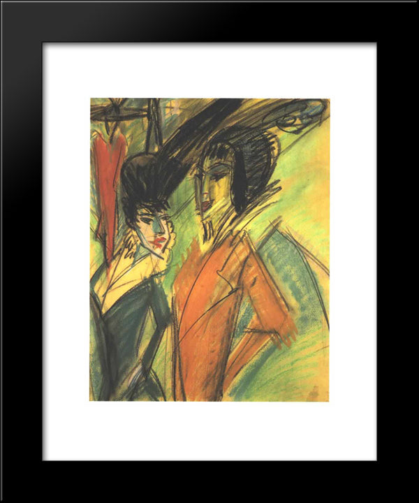 Two Cocottes 20x24 Black Modern Wood Framed Art Print Poster by Kirchner, Ernst Ludwig