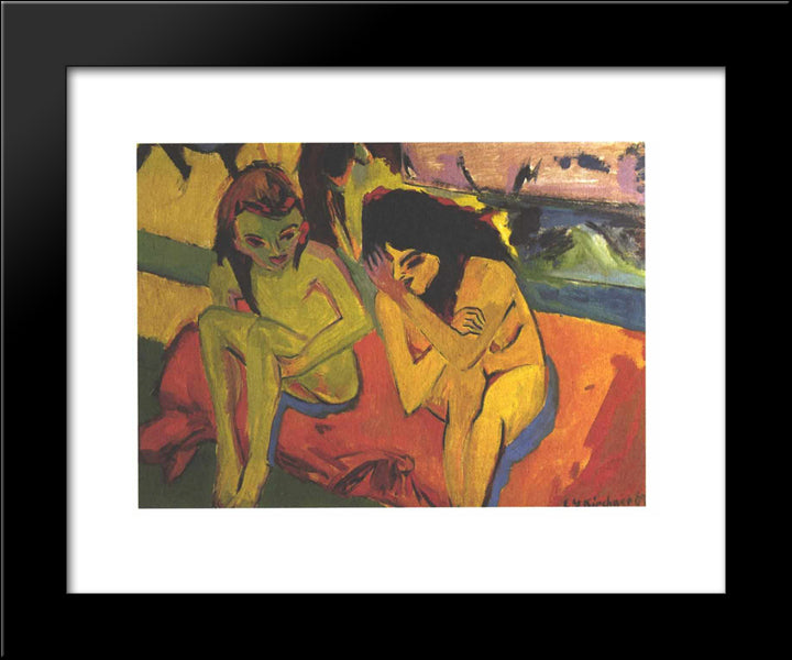 Two Girls 20x24 Black Modern Wood Framed Art Print Poster by Kirchner, Ernst Ludwig