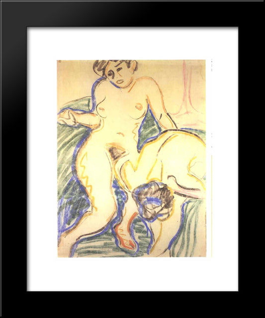 Two Nude Girls 20x24 Black Modern Wood Framed Art Print Poster by Kirchner, Ernst Ludwig