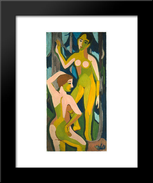 Two Nudes In The Wood Ii 20x24 Black Modern Wood Framed Art Print Poster by Kirchner, Ernst Ludwig