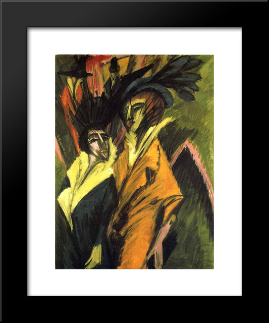 Two Women At The Street 20x24 Black Modern Wood Framed Art Print Poster by Kirchner, Ernst Ludwig