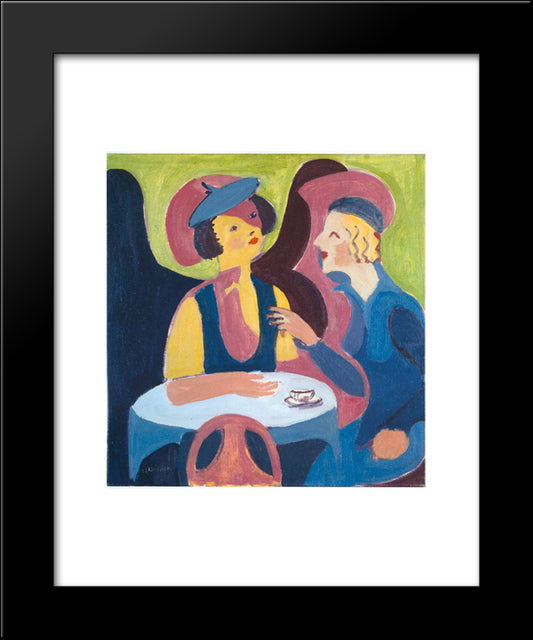 Two Women In A Cafe 20x24 Black Modern Wood Framed Art Print Poster by Kirchner, Ernst Ludwig