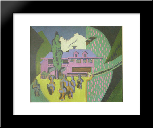 Violett House Infront Of A Snowy Mountain 20x24 Black Modern Wood Framed Art Print Poster by Kirchner, Ernst Ludwig