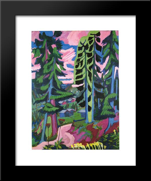 Wildboden Mountains Forest 20x24 Black Modern Wood Framed Art Print Poster by Kirchner, Ernst Ludwig