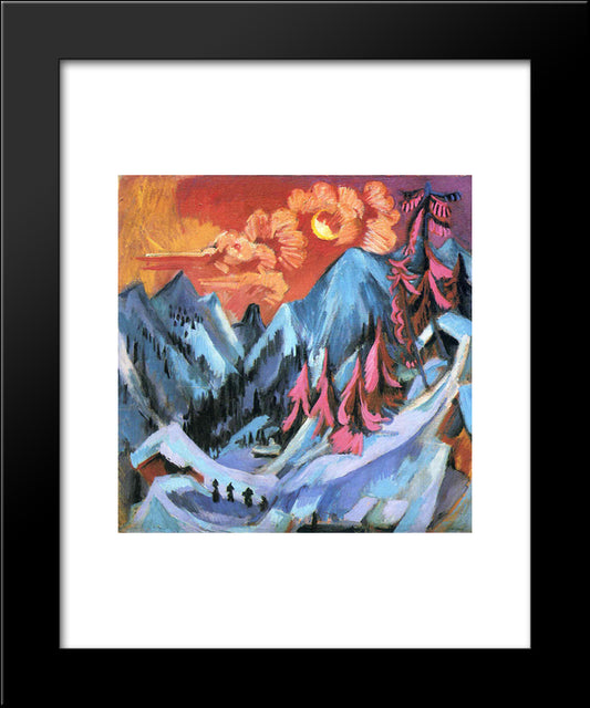 Winter Landscape In Moonlight 20x24 Black Modern Wood Framed Art Print Poster by Kirchner, Ernst Ludwig