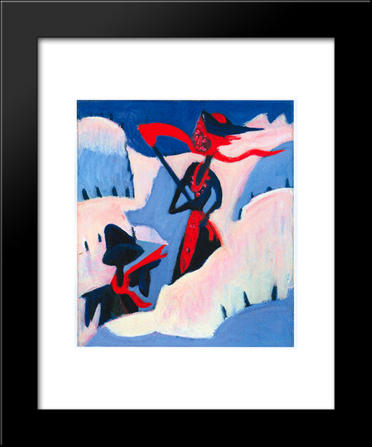 Witch And Scarecrow In The Snow 20x24 Black Modern Wood Framed Art Print Poster by Kirchner, Ernst Ludwig