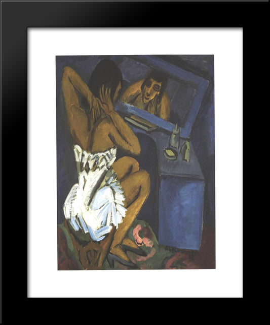 Woman Before The Mirror 20x24 Black Modern Wood Framed Art Print Poster by Kirchner, Ernst Ludwig