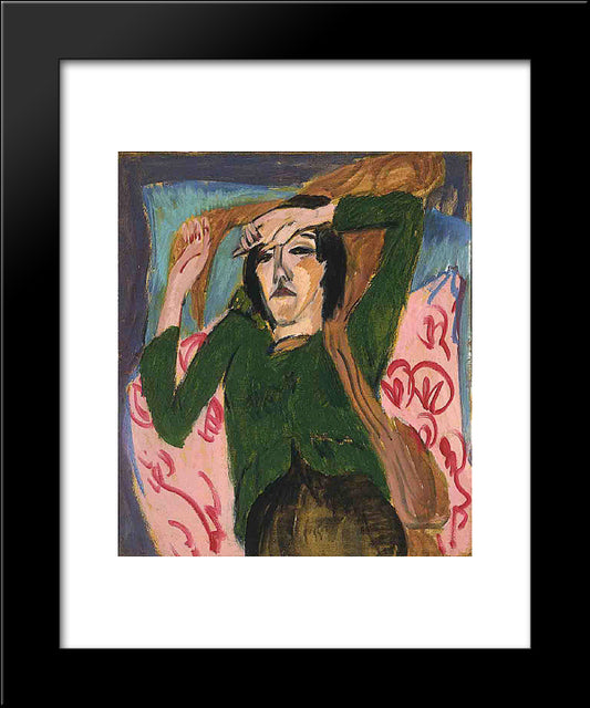 Woman In A Green Blouse 20x24 Black Modern Wood Framed Art Print Poster by Kirchner, Ernst Ludwig