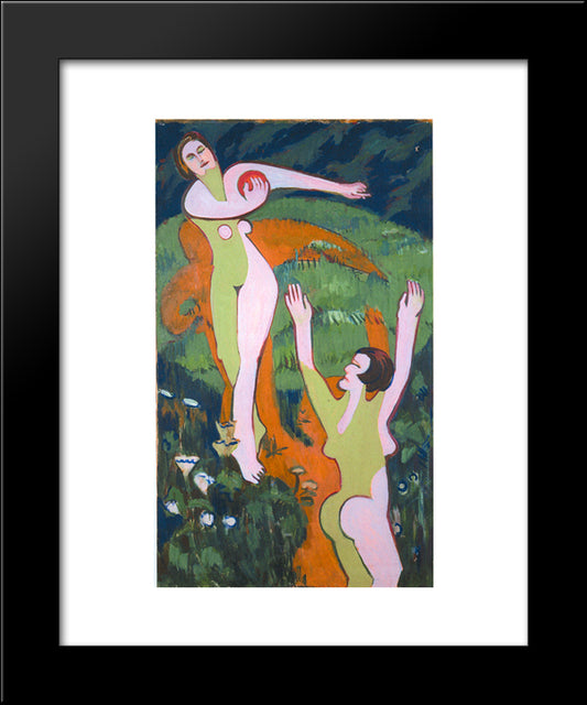 Women Playing With A Ball 20x24 Black Modern Wood Framed Art Print Poster by Kirchner, Ernst Ludwig