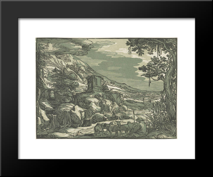 Arcadian Landscape 20x24 Black Modern Wood Framed Art Print Poster by Velde, Esaias van de