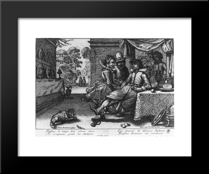 Banquet On A Terrace 20x24 Black Modern Wood Framed Art Print Poster by Velde, Esaias van de