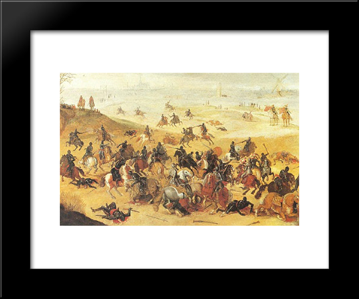 Battle Of Lekkerbeetje, Vughterheide (Netherlands) 20x24 Black Modern Wood Framed Art Print Poster by Velde, Esaias van de