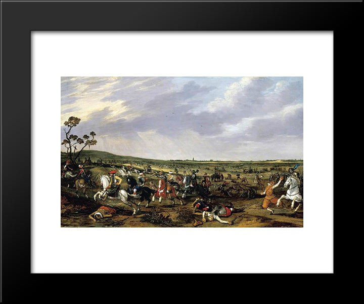 Battle Scene In An Open Landscape 20x24 Black Modern Wood Framed Art Print Poster by Velde, Esaias van de