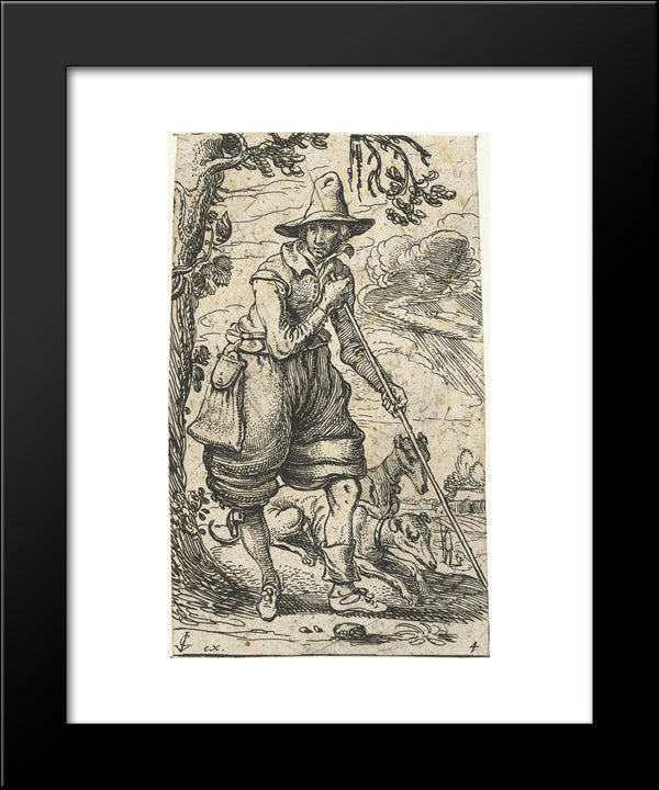 Hunter With Two Dogs 20x24 Black Modern Wood Framed Art Print Poster by Velde, Esaias van de