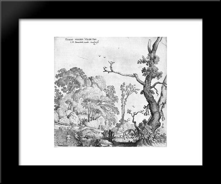 Landscape 20x24 Black Modern Wood Framed Art Print Poster by Velde, Esaias van de