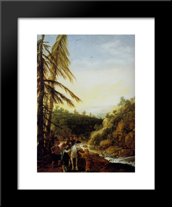 Landscape Robbing Of A Equestrian 20x24 Black Modern Wood Framed Art Print Poster by Velde, Esaias van de