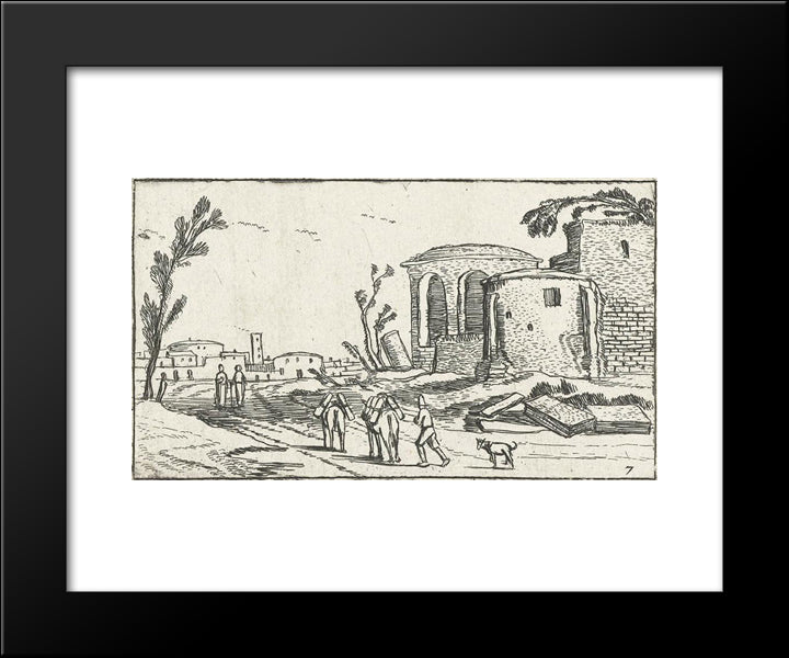 Landscape With Ruins 20x24 Black Modern Wood Framed Art Print Poster by Velde, Esaias van de