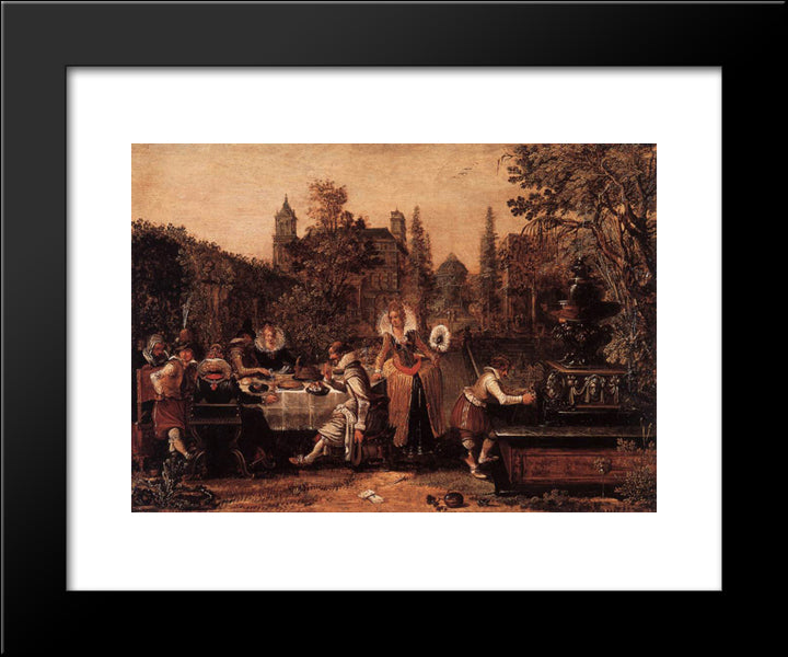 Merry Company In The Park 20x24 Black Modern Wood Framed Art Print Poster by Velde, Esaias van de