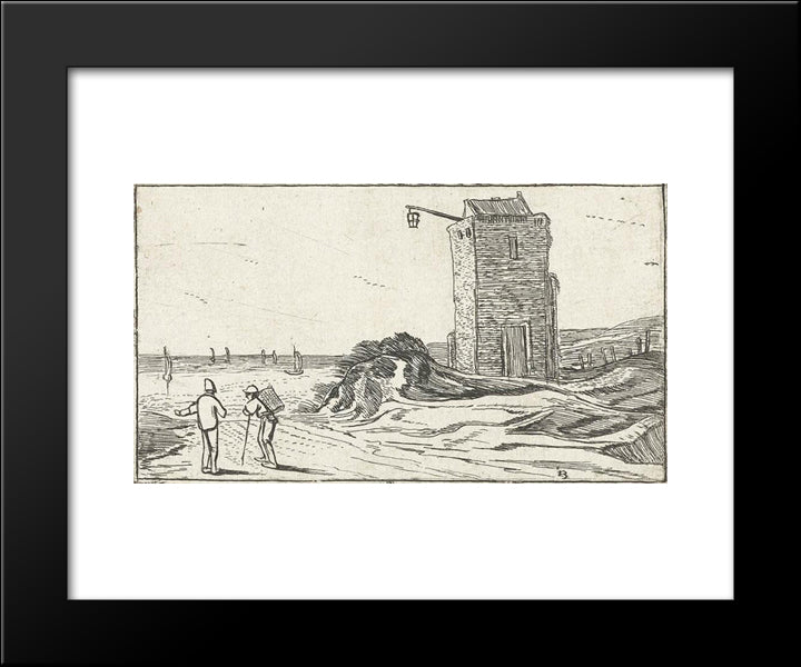 Path Along A Lighthouse On The Beach 20x24 Black Modern Wood Framed Art Print Poster by Velde, Esaias van de