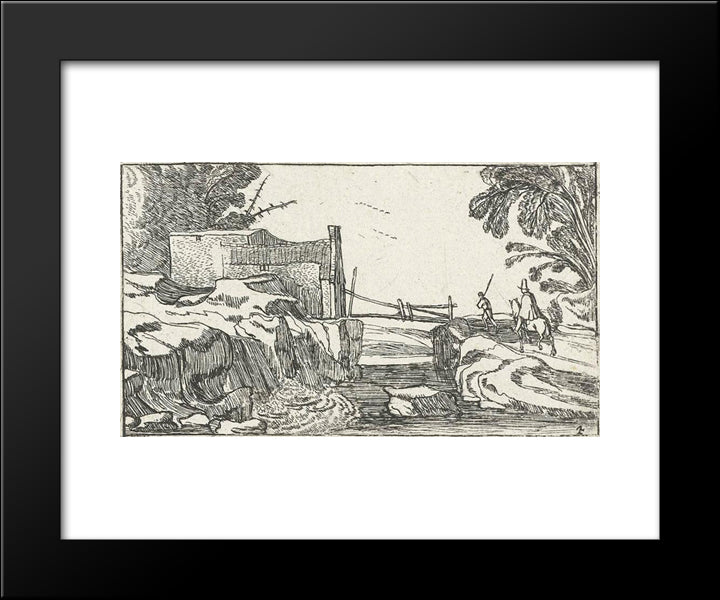 Road Next To A Waterfall 20x24 Black Modern Wood Framed Art Print Poster by Velde, Esaias van de