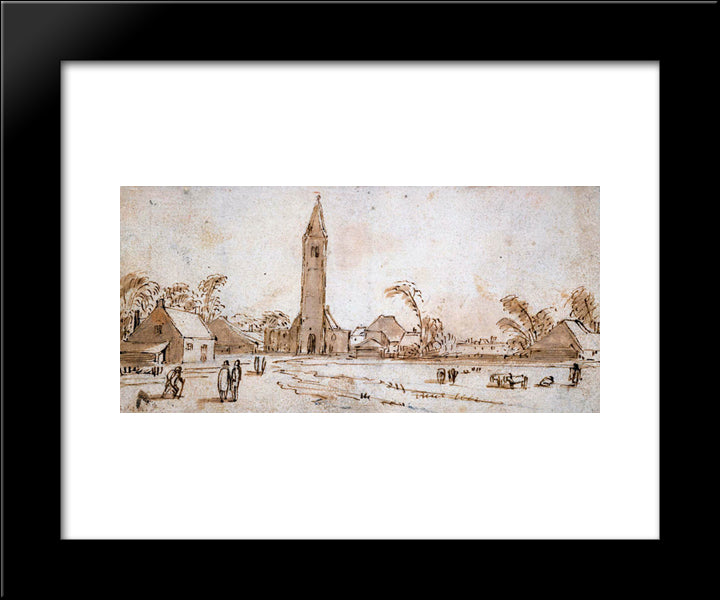 Spaarnwoude 20x24 Black Modern Wood Framed Art Print Poster by Velde, Esaias van de