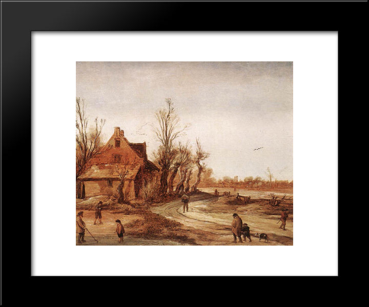 Winter Landscape 20x24 Black Modern Wood Framed Art Print Poster by Velde, Esaias van de