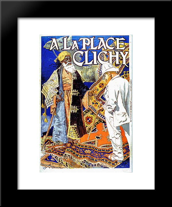 A La Place Clichy 20x24 Black Modern Wood Framed Art Print Poster by Grasset, Eugene