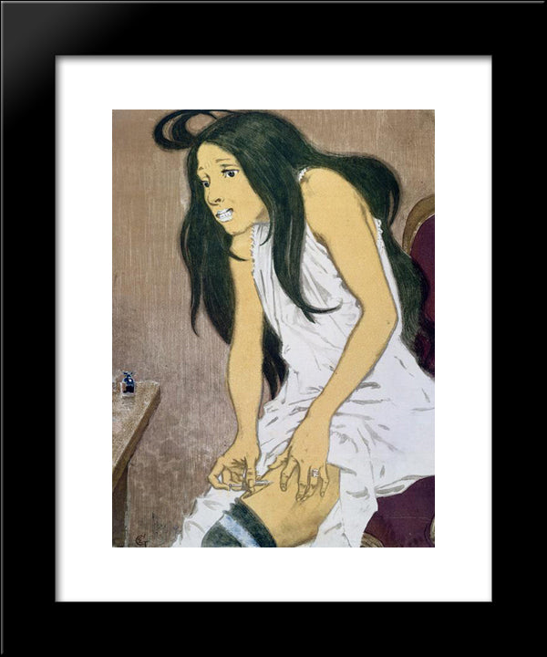 La Morphiniste 20x24 Black Modern Wood Framed Art Print Poster by Grasset, Eugene