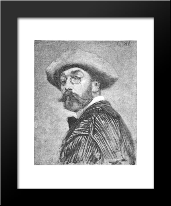 Self-Portrait 20x24 Black Modern Wood Framed Art Print Poster by Grasset, Eugene