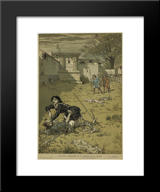 Un Duel Judiciaire Au Vie Siecle 20x24 Black Modern Wood Framed Art Print Poster by Grasset, Eugene