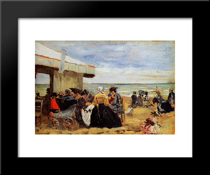 A Beach Scene 20x24 Black Modern Wood Framed Art Print Poster by Boudin, Eugene