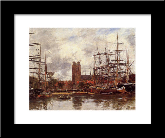 A French Port 20x24 Black Modern Wood Framed Art Print Poster by Boudin, Eugene