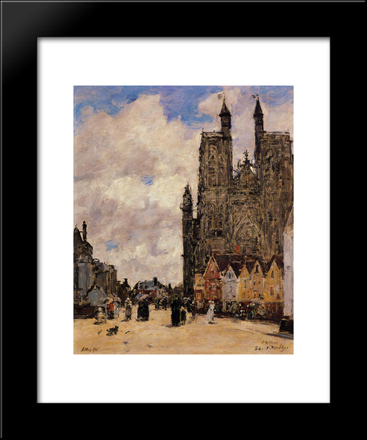 Abbeville, Street And The Church Of Saint-Folfran 20x24 Black Modern Wood Framed Art Print Poster by Boudin, Eugene