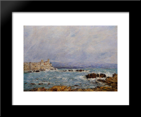 Antibes, The Rocks Of The Islet 20x24 Black Modern Wood Framed Art Print Poster by Boudin, Eugene