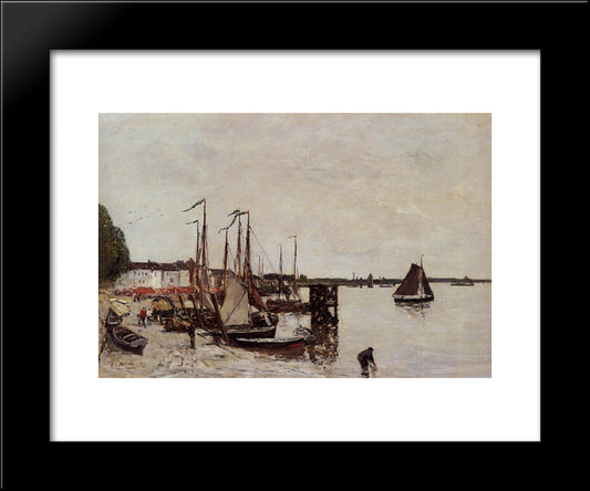 Antwerp, Fishing Boats 20x24 Black Modern Wood Framed Art Print Poster by Boudin, Eugene