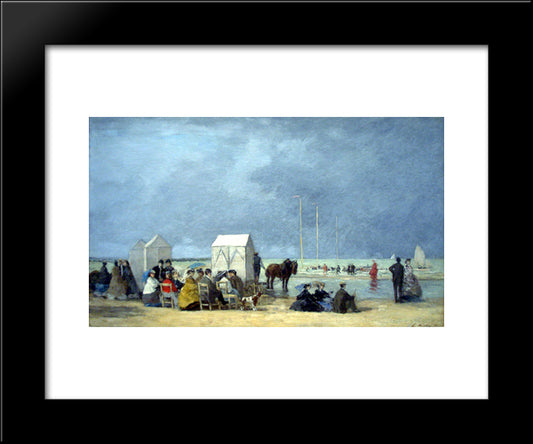 Bathing Time At Deauville 20x24 Black Modern Wood Framed Art Print Poster by Boudin, Eugene