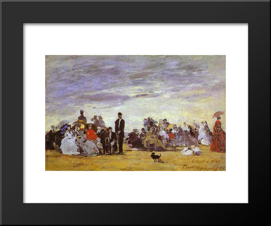Beach At Trouville 20x24 Black Modern Wood Framed Art Print Poster by Boudin, Eugene