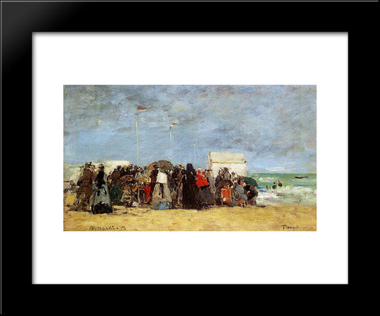 Beach Scene, Trouville 20x24 Black Modern Wood Framed Art Print Poster by Boudin, Eugene