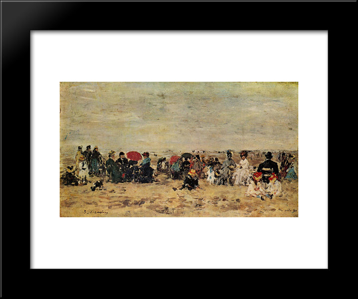 Beach Scene 20x24 Black Modern Wood Framed Art Print Poster by Boudin, Eugene