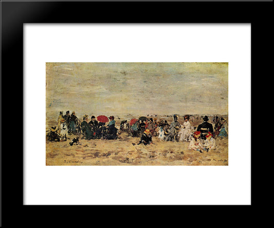 Beach Scene 20x24 Black Modern Wood Framed Art Print Poster by Boudin, Eugene