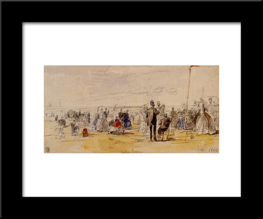 Beach Scene At Trouville 20x24 Black Modern Wood Framed Art Print Poster by Boudin, Eugene