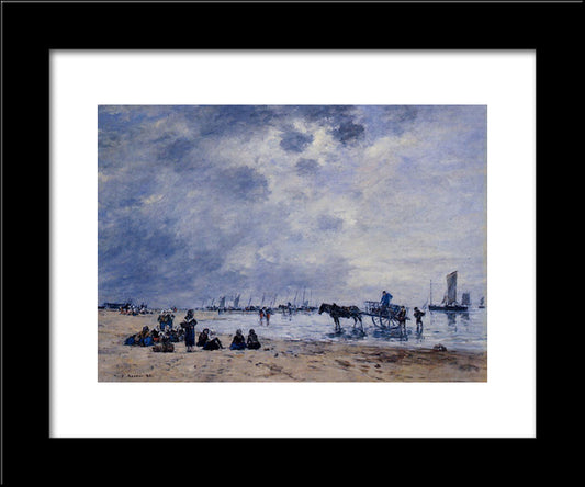 Berck, The Arrival Of The Fishing Boats 20x24 Black Modern Wood Framed Art Print Poster by Boudin, Eugene
