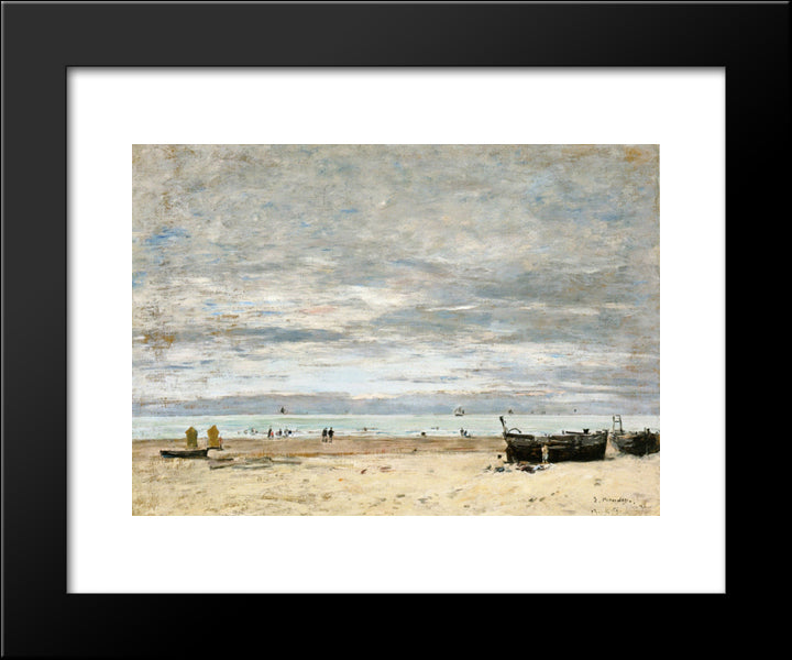 Berck, The Beach At Low Tide 20x24 Black Modern Wood Framed Art Print Poster by Boudin, Eugene