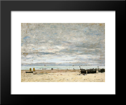 Berck, The Beach At Low Tide 20x24 Black Modern Wood Framed Art Print Poster by Boudin, Eugene