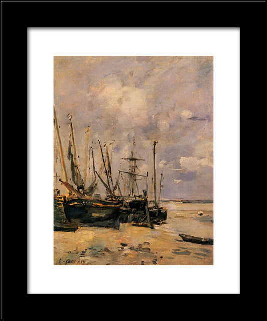 Boats 20x24 Black Modern Wood Framed Art Print Poster by Boudin, Eugene