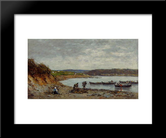 Brest, Fishing Boats 20x24 Black Modern Wood Framed Art Print Poster by Boudin, Eugene