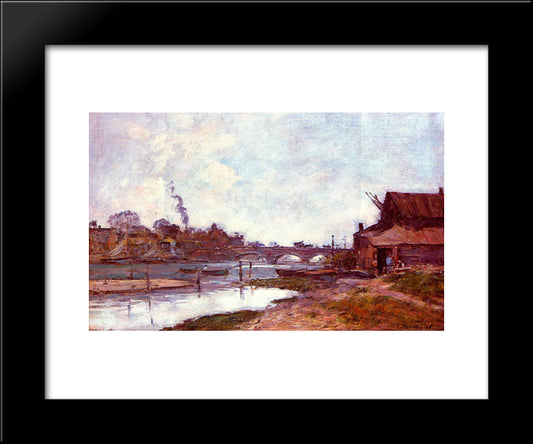 Bridge On The River Touques At Deauville 20x24 Black Modern Wood Framed Art Print Poster by Boudin, Eugene