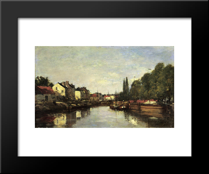 Brussels, The Louvain Canal 20x24 Black Modern Wood Framed Art Print Poster by Boudin, Eugene