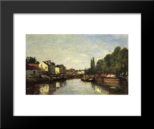 Brussels, The Louvain Canal 20x24 Black Modern Wood Framed Art Print Poster by Boudin, Eugene