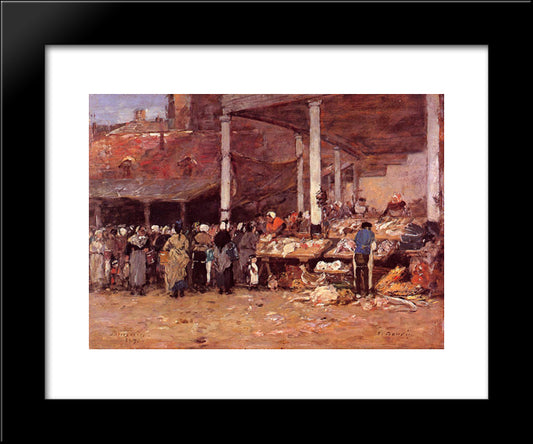 Brussels - The Old Fish Market 20x24 Black Modern Wood Framed Art Print Poster by Boudin, Eugene